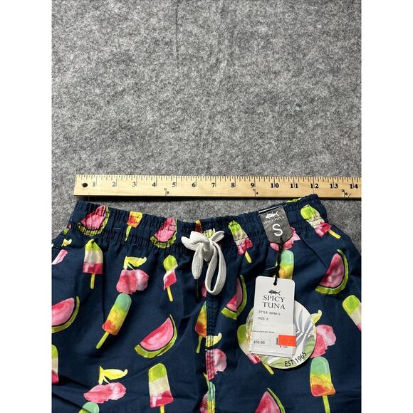 Spicy Tuna Swim Shorts Mens Small Blue Bathing‎ Suit Trunks Pink Popsicle B - Picture 5 of 8